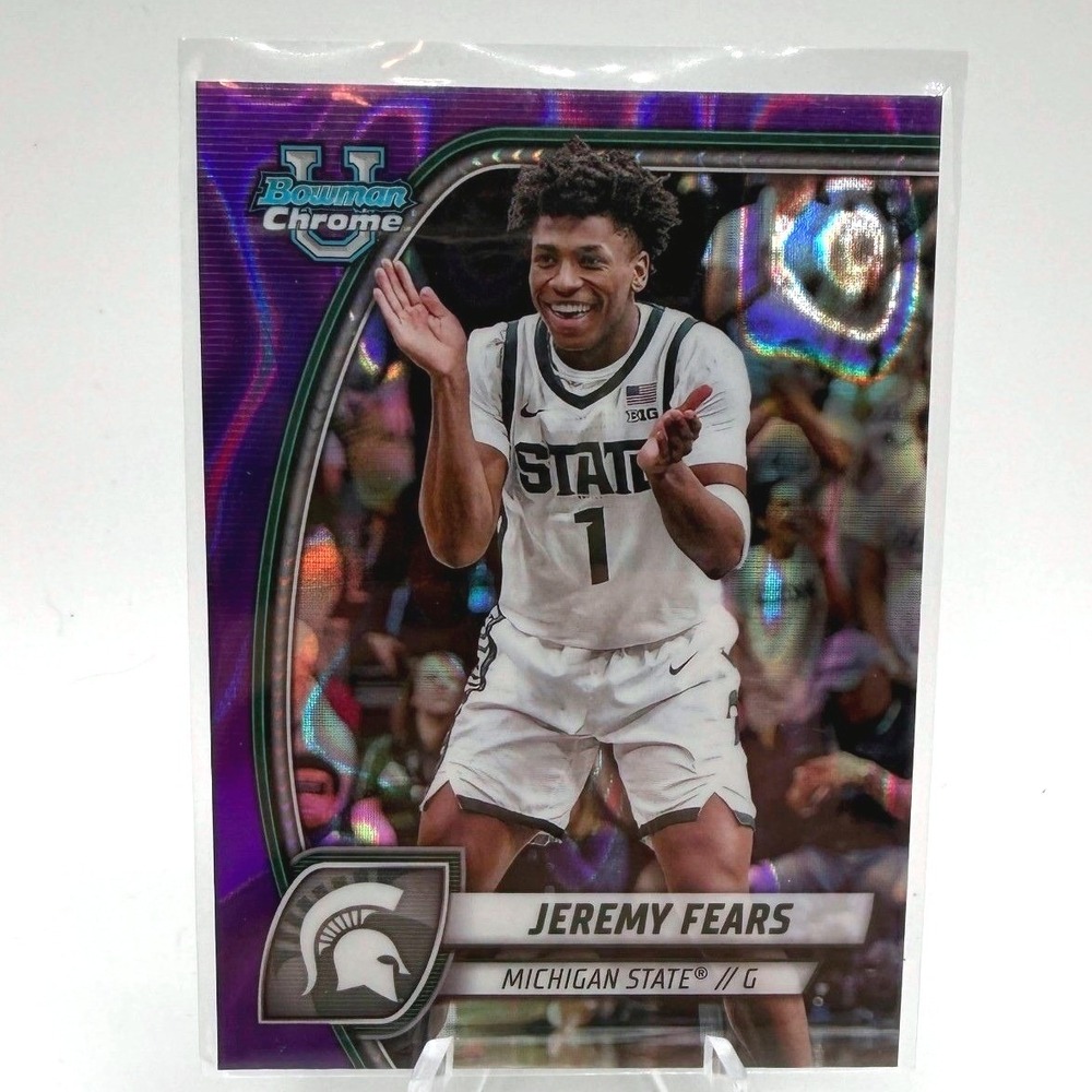 Jeremy Fears Purple Wave Parallel 2023 Bowman Chrome ALT-8 NCAA Michigan State